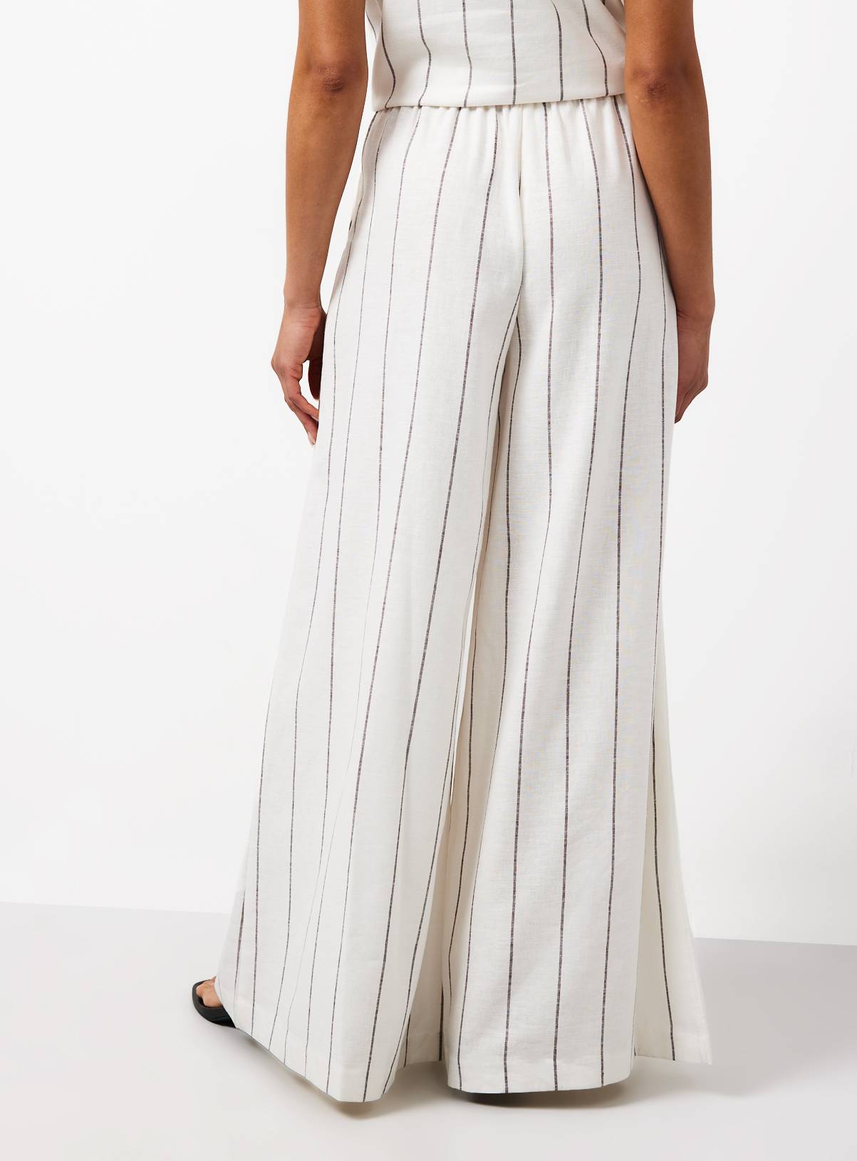 White Stripe Linen Blend Wide Leg Co-ord Trousers 20R - Image 4